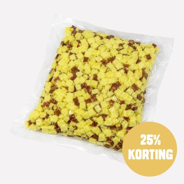 Aardappel roseval met schil gesneden blok 5 mm