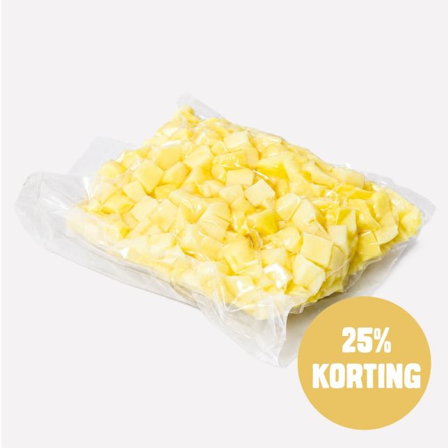 Aardappel roseval zonder schil gesneden blok 5 mm