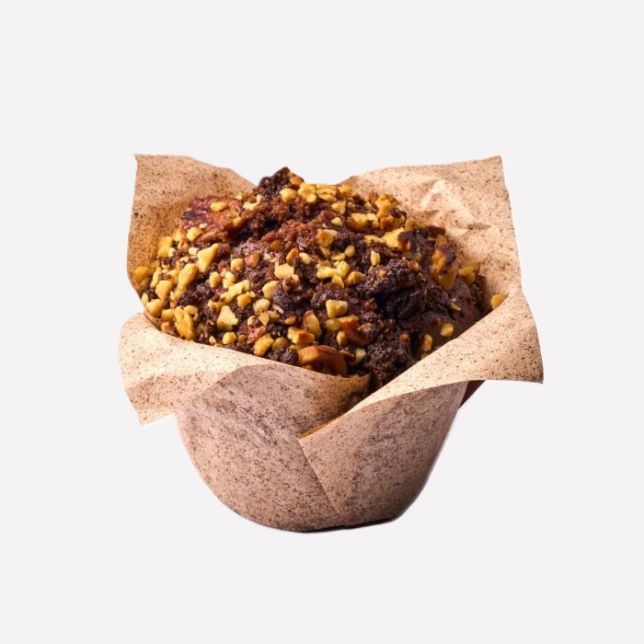 Dubbele chocolade, karamel & noten muffin