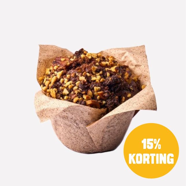 Dubbele chocolade, karamel & noten muffin