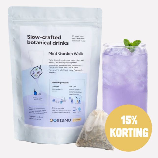 Smaakmaker voor water Mint Garden Walk - Kittelbloem, limoen & pepermunt 1L bag