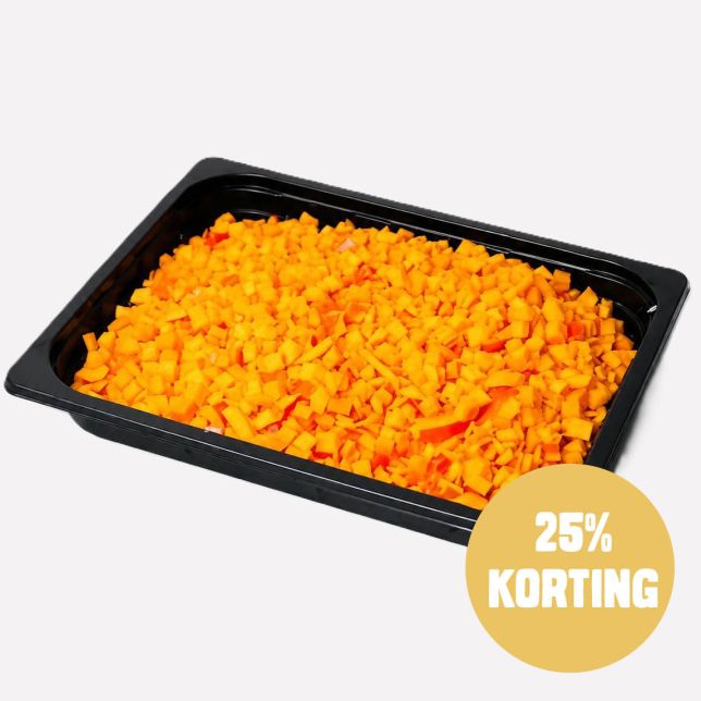 Pompoen oranje gesneden blok 10 mm