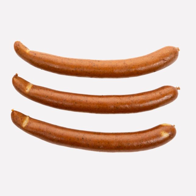 Gekruide (hybride) varken hotdog
