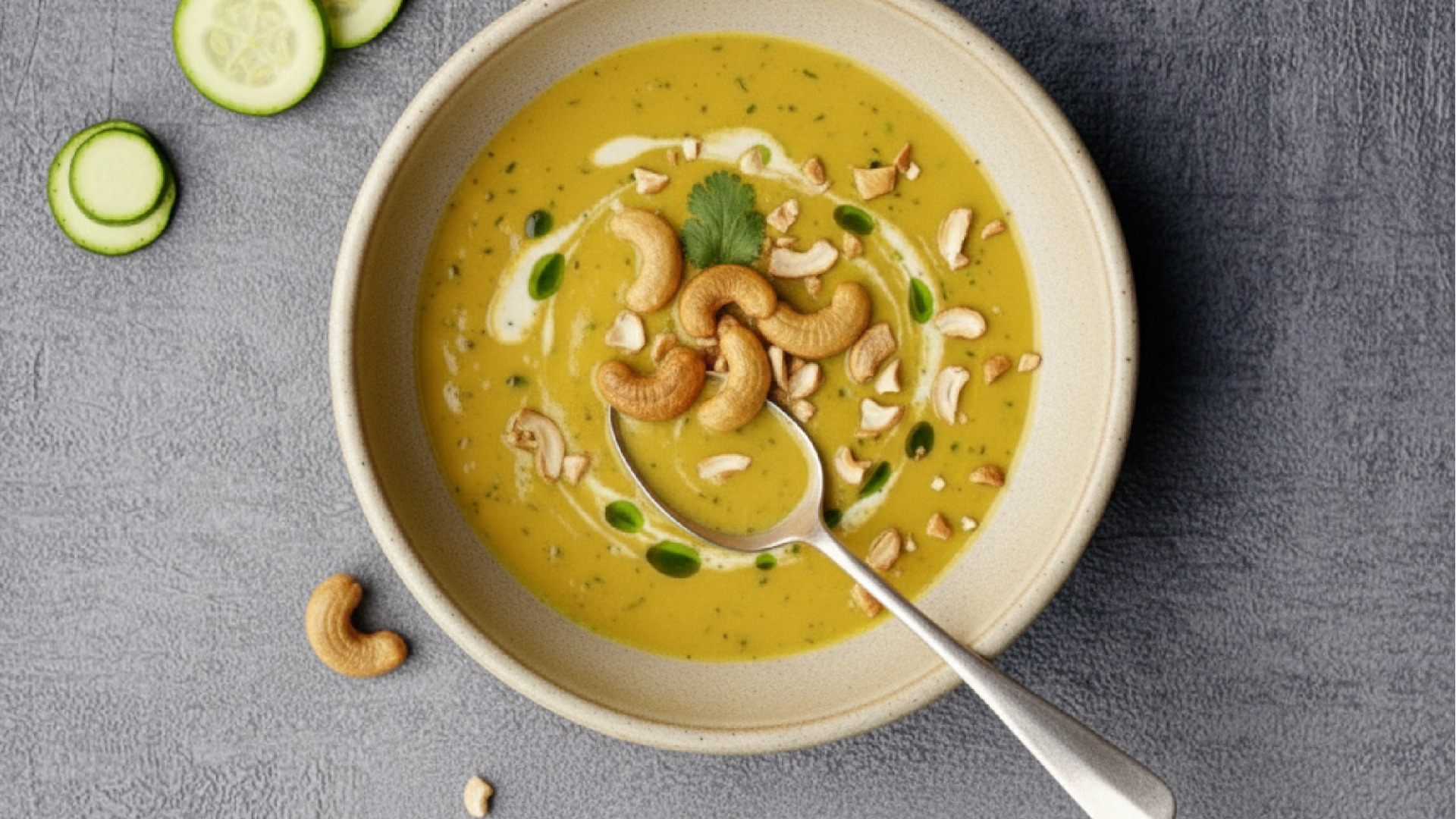 Kerrie-courgettesoep met cashew