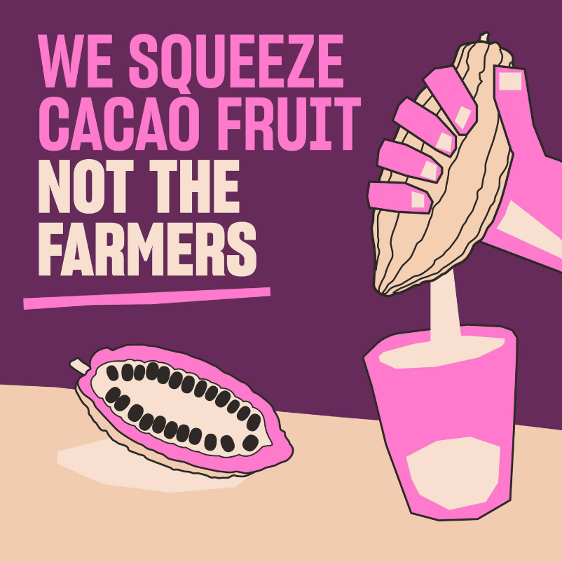 We squeeze cacao fruit not the farmers